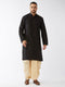 Vastramay Men's Black And Gold Silk Blend Kurta And Dhoti Set